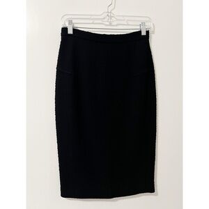 Roland Mouret Classic Black Textured Wool Blend Pencil Skirt Size 6